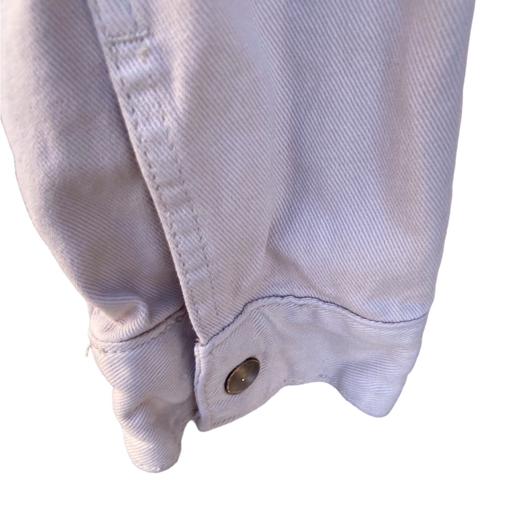 Cotton:On Shirt Jacket Denim Cropped Frayed Hem Snap Closure Size 8 - Picture 9 of 15
